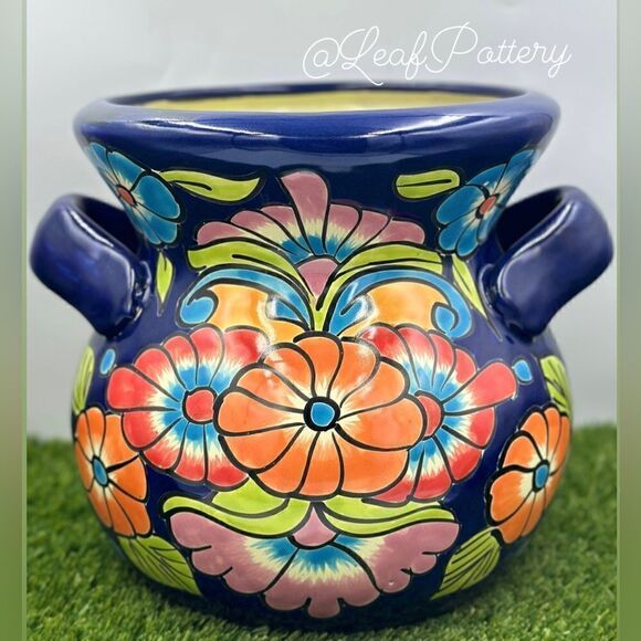 Ñoño Talavera Handmade Multi Colored Ceramic Planter Pot - Picture 4 of 8